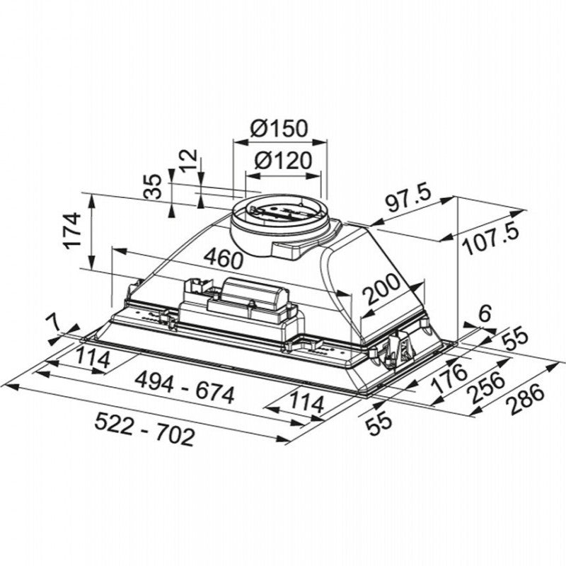 Franke FBI 525 XS HCS Canopy Hood - Stainless Steel