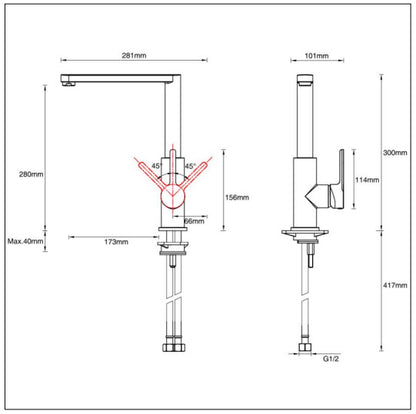 Aqualla FN-KM-SS Fyn Kitchen Mixer - Stainless Steel