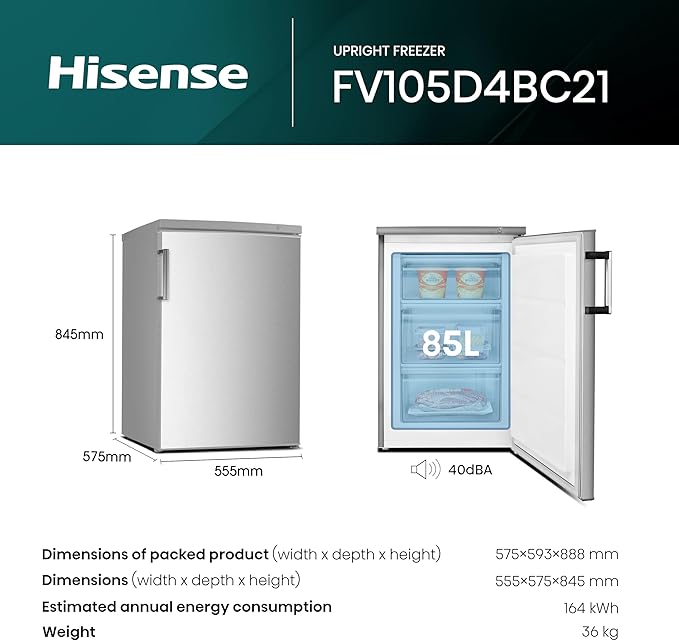 Hisense FV105D4BC21 Under Counter Freezer - Silver