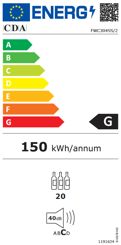 CDA FWC304SS 30cm Freestanding Undercounter Slimline Wine Cooler