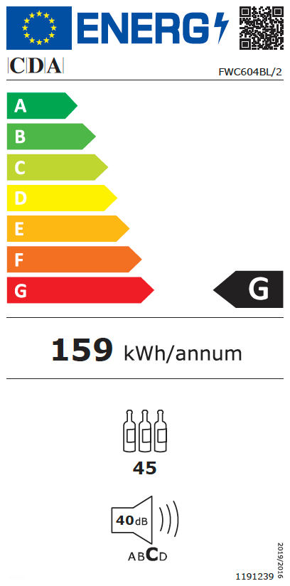 CDA FWC604BL 60cm Freestanding Undercounter Dual Zone Wine Cooler