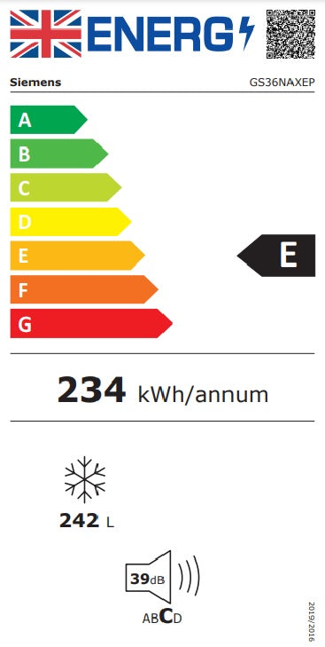 Siemens GS36NAXEP, Free-standing freezer