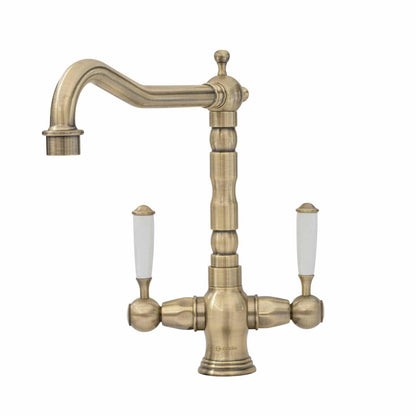 Caple HAD/AB Hadley Traditional Twin Lever Tap - Antique Brass