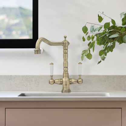 Caple HAD/AB Hadley Traditional Twin Lever Tap - Antique Brass
