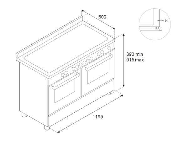 Bertazzoni HER126G2ENET2 120cm Heritage Dual Fuel Range Cooker - Black