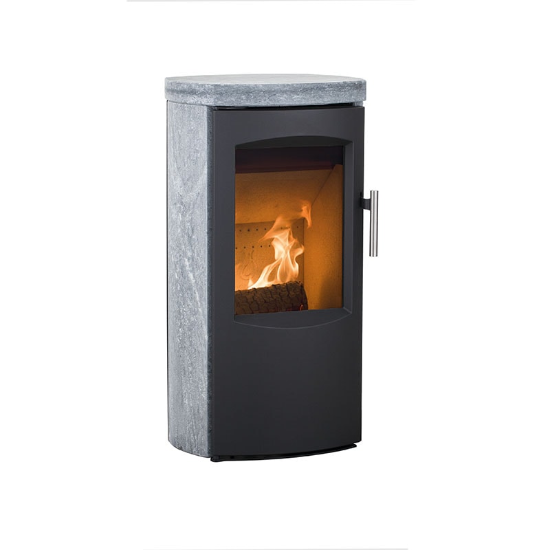 Heta Scan-Line 7B Woodburning Stove - Matt Black with Soapstone