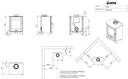 Heta Inspire 40 Woodburning Stove - Matt Black