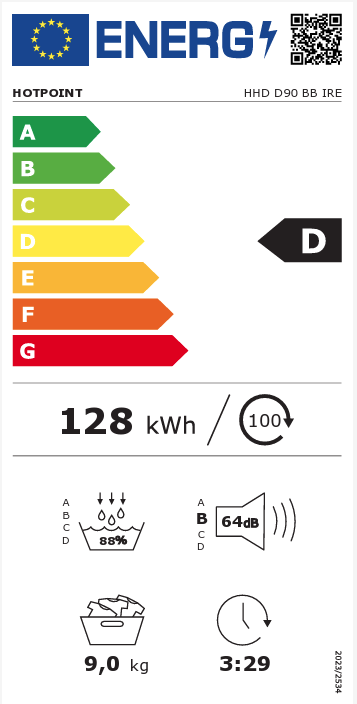 Hotpoint HHD W90 BB IRE 9kg Heat Pump Tumble Dryer - Black