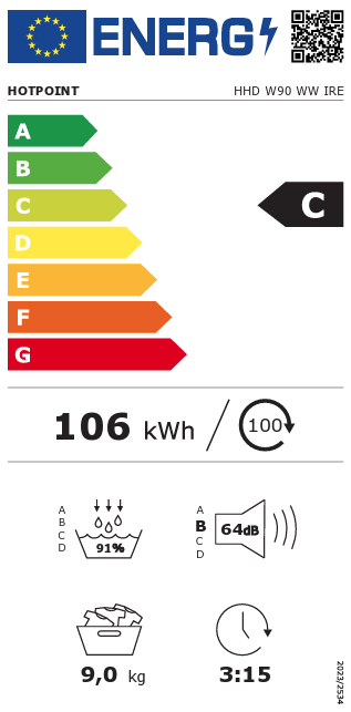 Hotpoint HHD W90 WW IRE 9kg Heat Pump Tumble Dryer - White