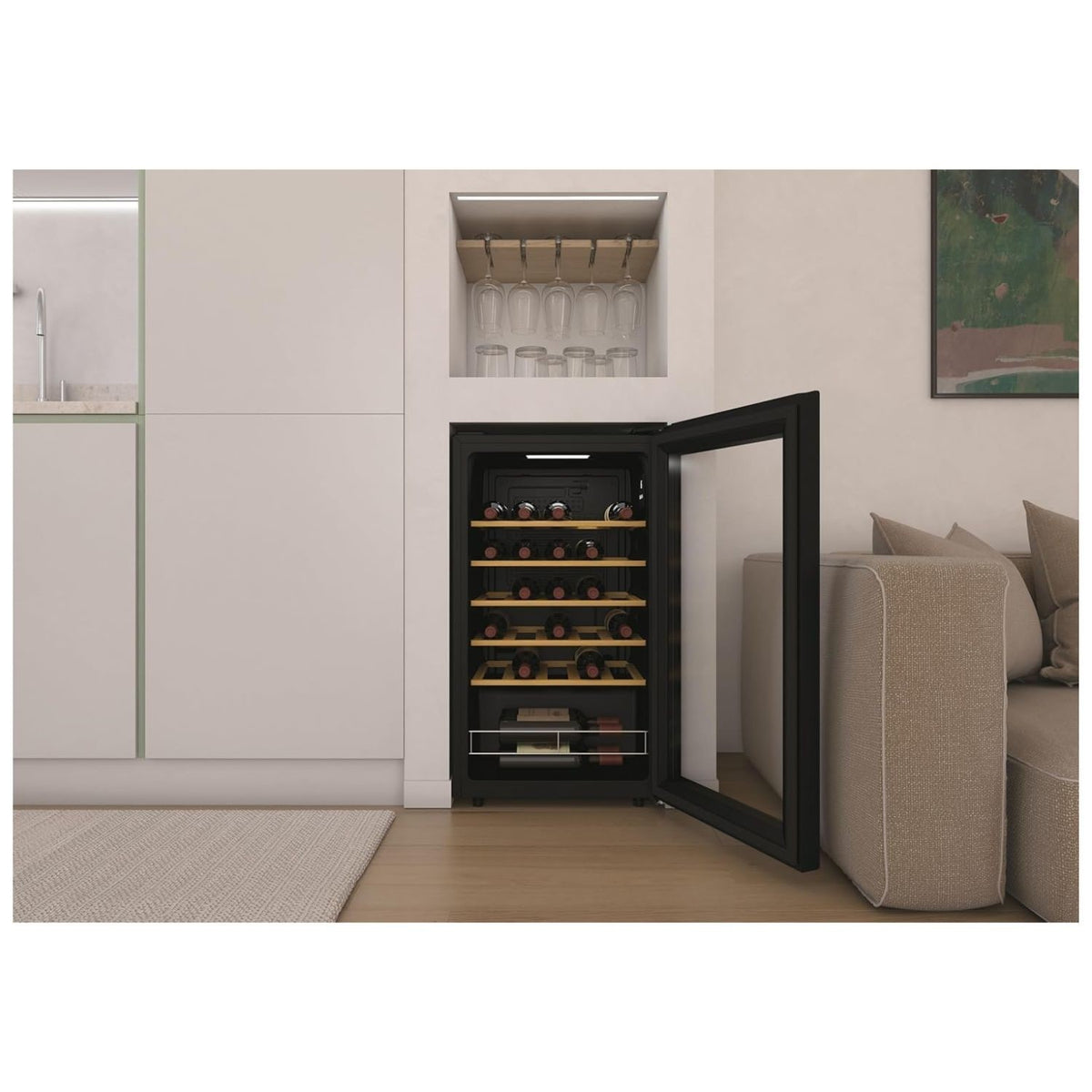 Hoover HOWC034K 34 Bottle Capacity Single Zone Freestanding Wine Cooler - Black