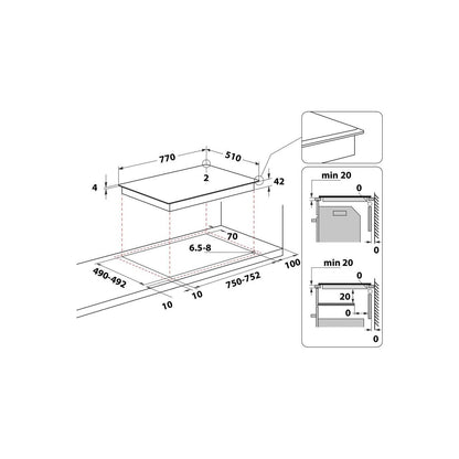 Hotpoint HR724BH 77cm 4 Zone Ceramic Hob with Oval Dual Zone