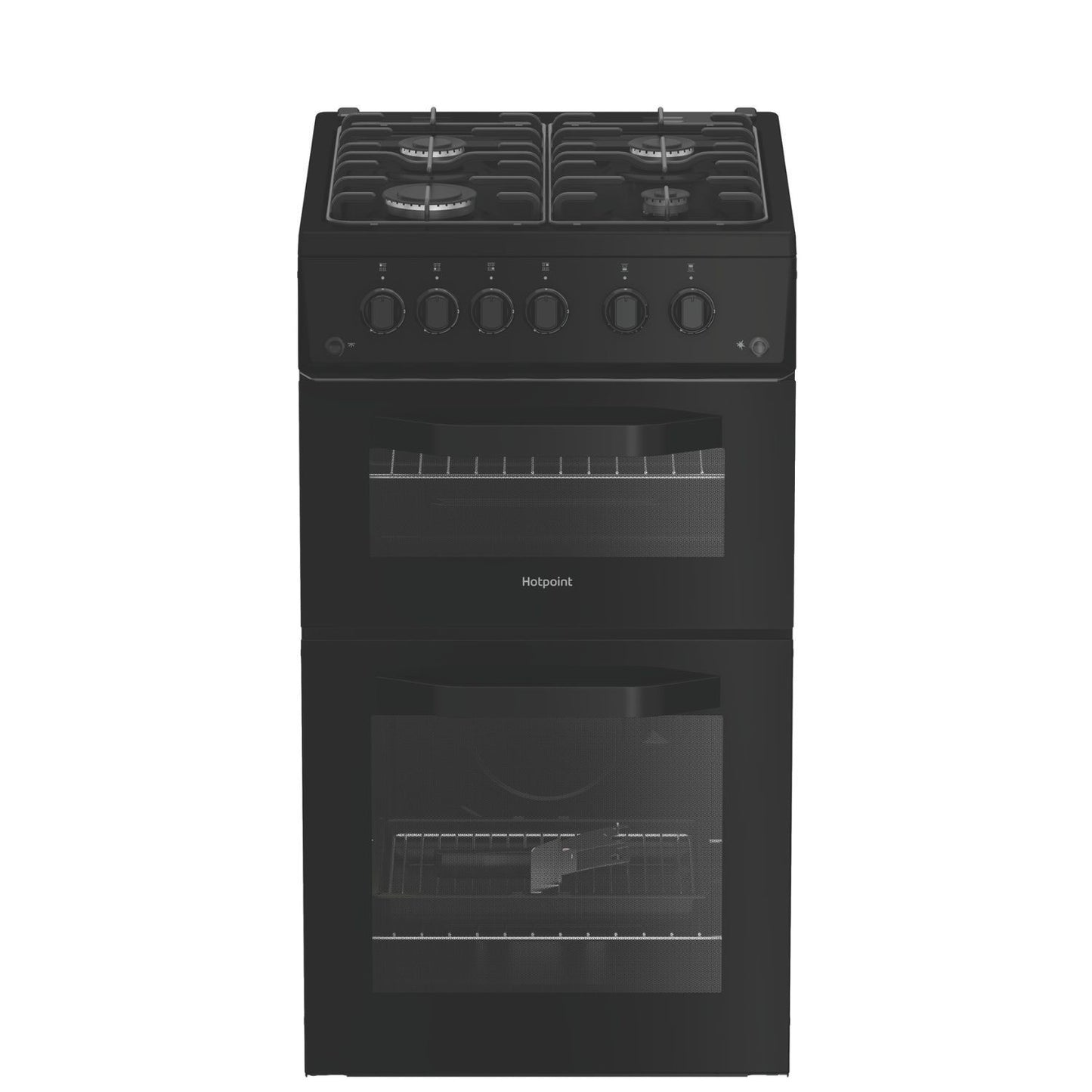 Hotpoint HTG5GCB Freestanding 50cm Gas Twin Cavity Cooker - Black