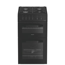 Hotpoint HTG5GCB Freestanding 50cm Gas Twin Cavity Cooker - Black