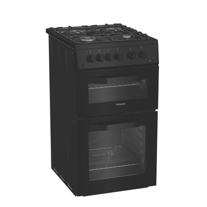 Hotpoint HTG5GCB Freestanding 50cm Gas Twin Cavity Cooker - Black