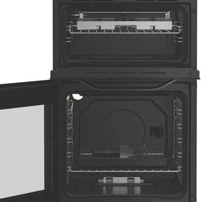 Hotpoint HTG5GCB Freestanding 50cm Gas Twin Cavity Cooker - Black