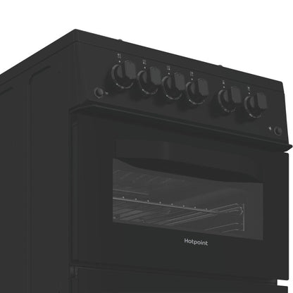 Hotpoint HTG5GCB Freestanding 50cm Gas Twin Cavity Cooker - Black