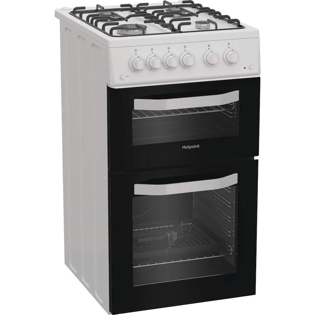 Hotpoint HTG5GCW Freestanding 50cm Gas Twin Cavity Cooker - White