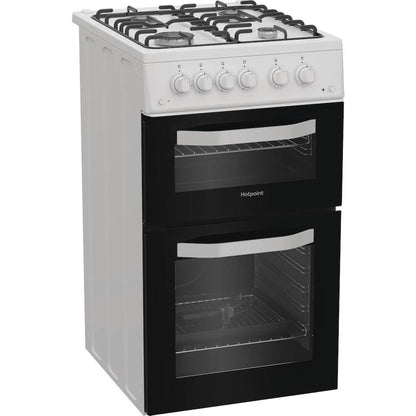 Hotpoint HTG5GCW Freestanding 50cm Gas Twin Cavity Cooker - White