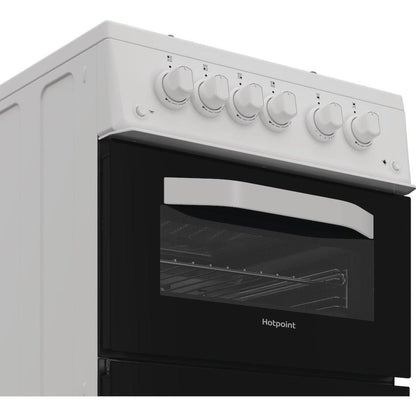 Hotpoint HTG5GCW Freestanding 50cm Gas Twin Cavity Cooker - White