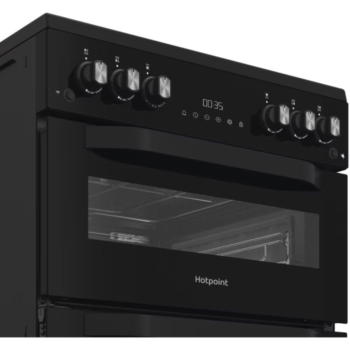 Hotpoint HTG6GDCB1 60cm Freestanding Gas Cooker with Glass Lid