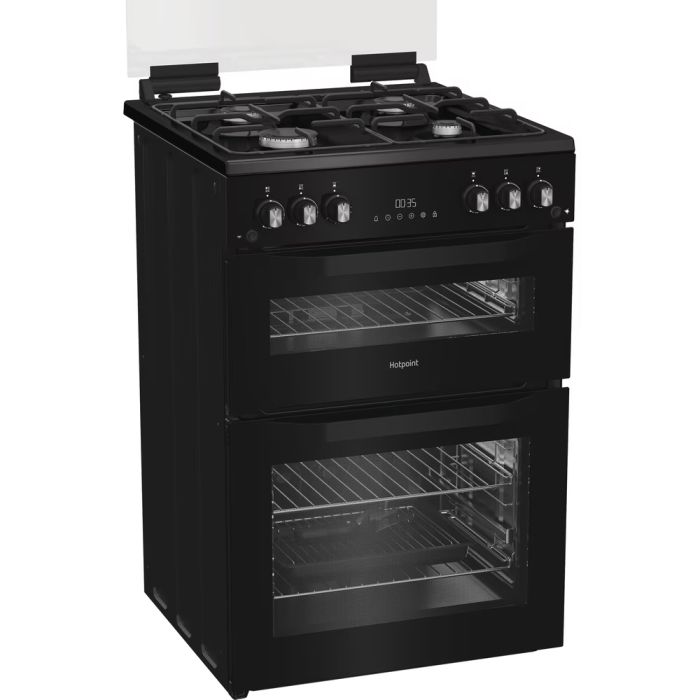 Hotpoint HTG6GDCB1 60cm Freestanding Gas Cooker with Glass Lid