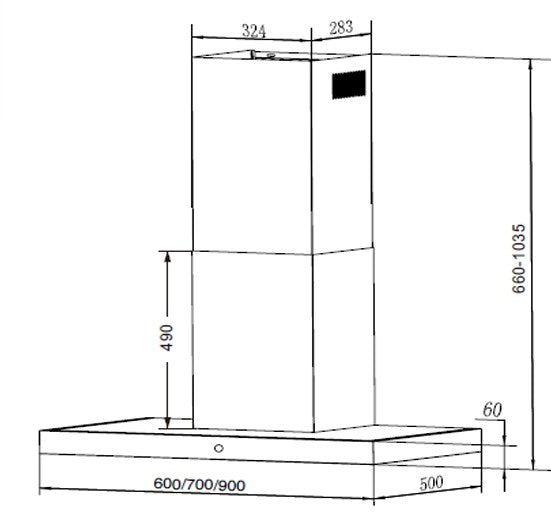 CATA ICONBOX90.1 90cm Box Chimney Hood - Stainless Steel