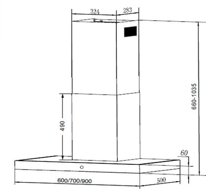 CATA ICONBOX90.1 90cm Box Chimney Hood - Stainless Steel