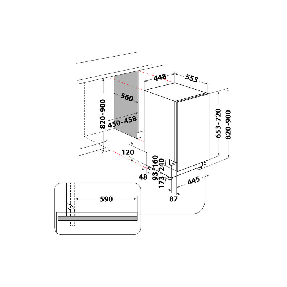 Indesit IN2IE10CS80UK Slimline Integrated Dishwasher