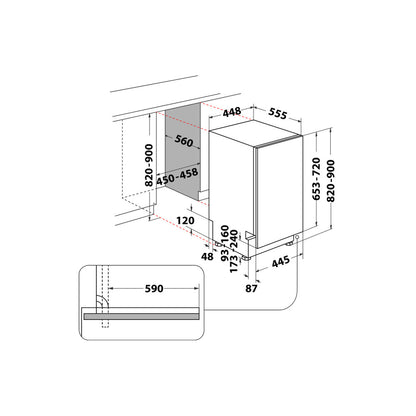 Indesit IN2IE10CS80UK Slimline Integrated Dishwasher