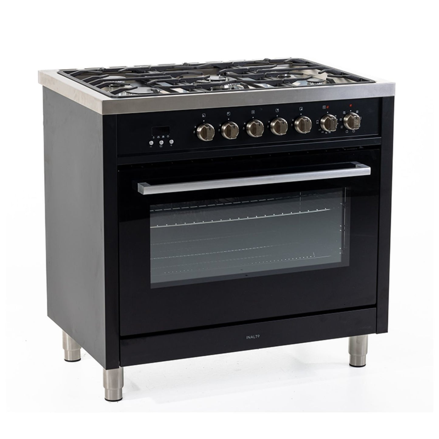 Inalto IR90DFB 90cm Dual Fuel Range Cooker - Black