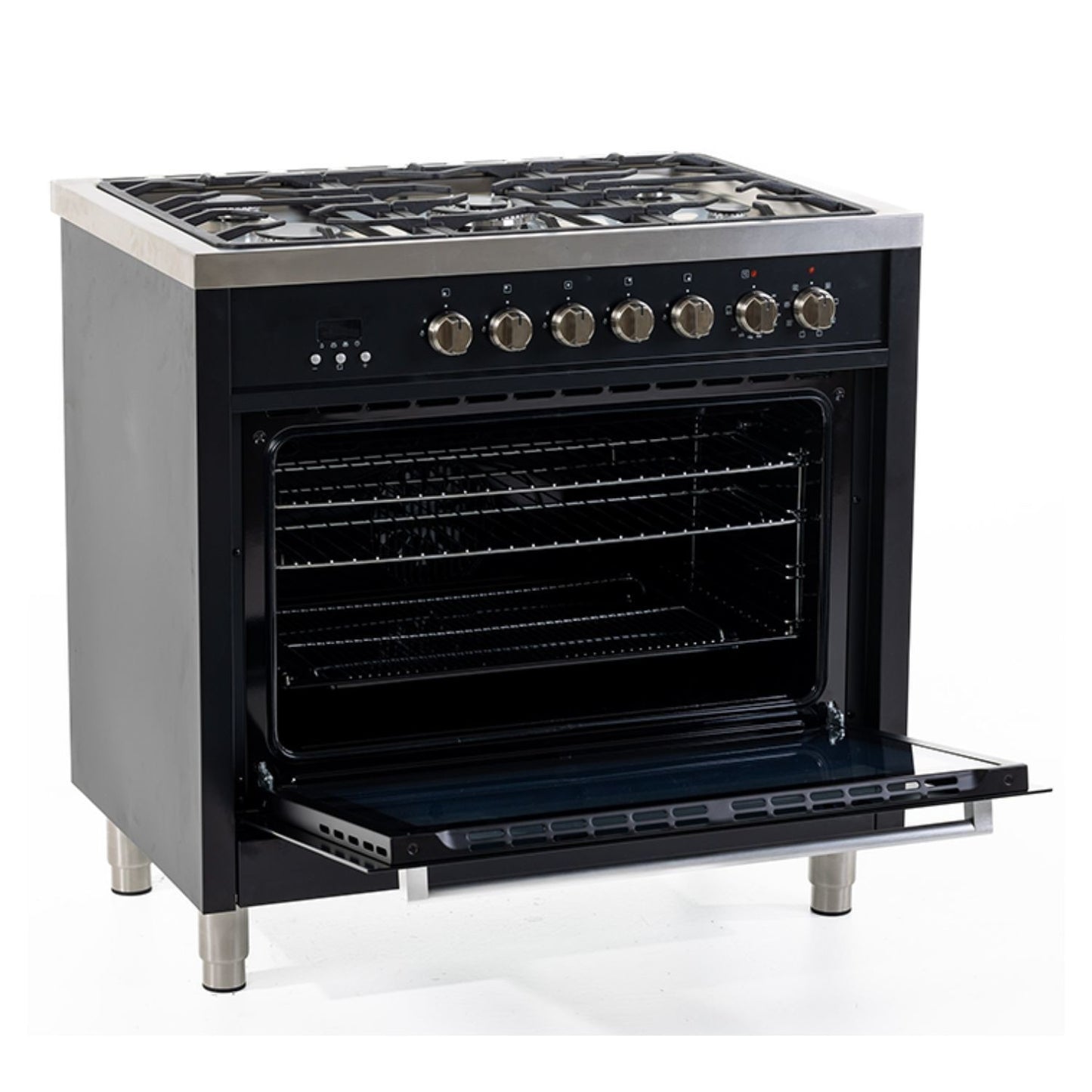 Inalto IR90DFB 90cm Dual Fuel Range Cooker - Black