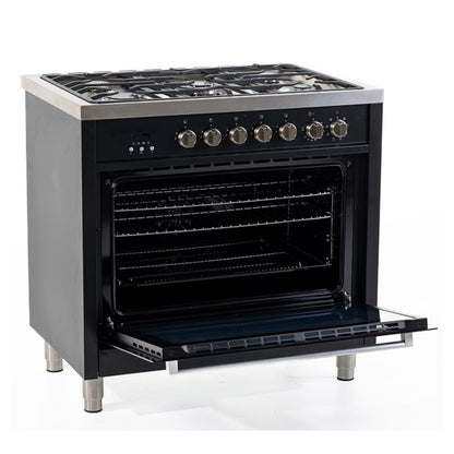 Inalto IR90DFB 90cm Dual Fuel Range Cooker - Black