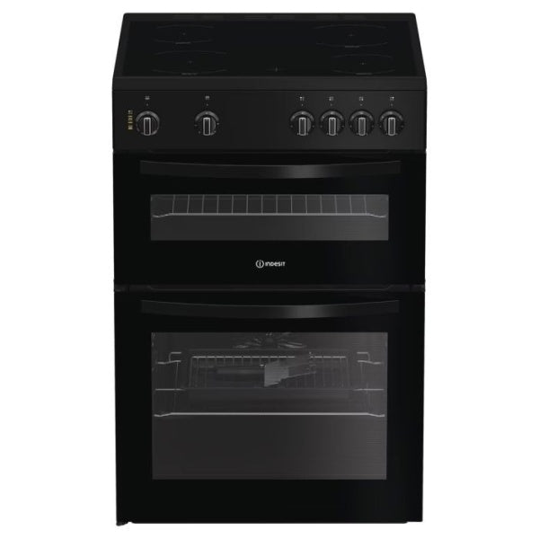 Indesit ITE6VMB 60cm Twin Cavity Electric Cooker - Black