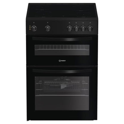 Indesit ITE6VMB 60cm Twin Cavity Electric Cooker - Black