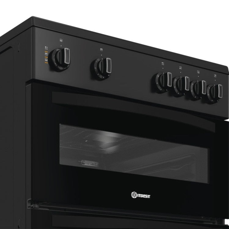 Indesit ITE6VMB 60cm Twin Cavity Electric Cooker - Black
