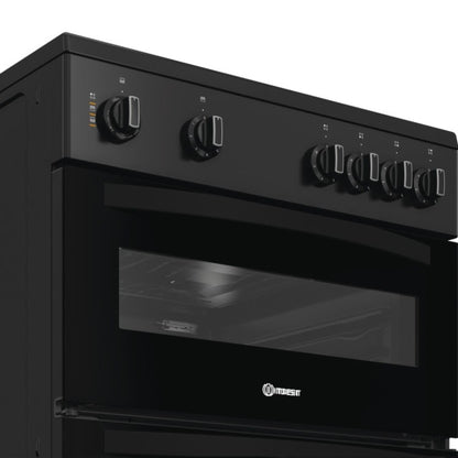Indesit ITE6VMB 60cm Twin Cavity Electric Cooker - Black