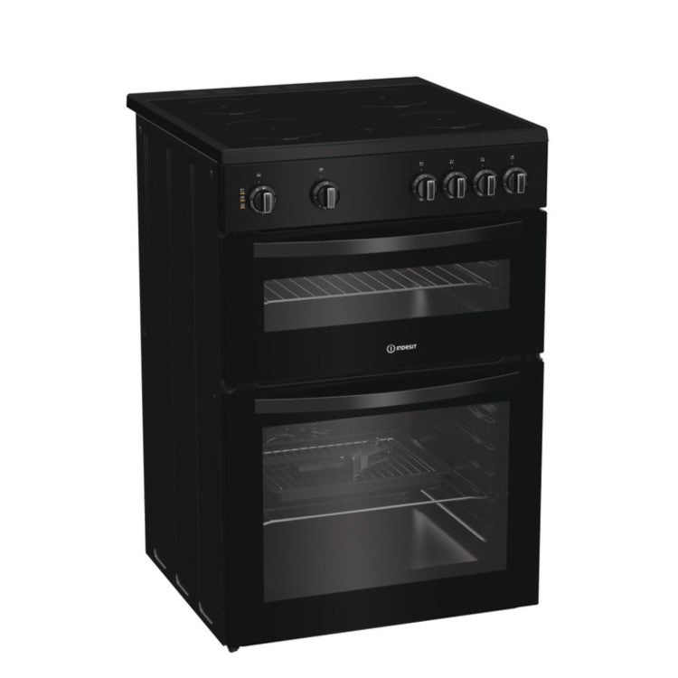 Indesit ITE6VMB 60cm Twin Cavity Electric Cooker - Black