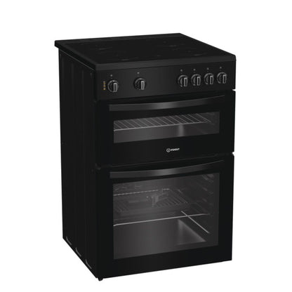 Indesit ITE6VMB 60cm Twin Cavity Electric Cooker - Black