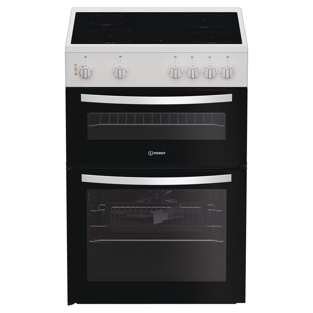 Indesit ITE6VMW Freestanding 60cm Steam&Clean Twin Cavity Cooker - White