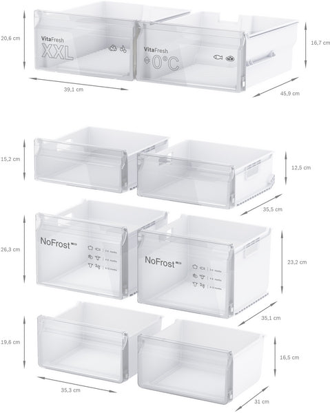 Bosch KFN96VPEAG Series 4 Freestanding American Fridge Freezer - Inox