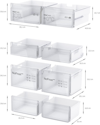 Bosch KFN96VPEAG Series 4 Freestanding American Fridge Freezer - Inox
