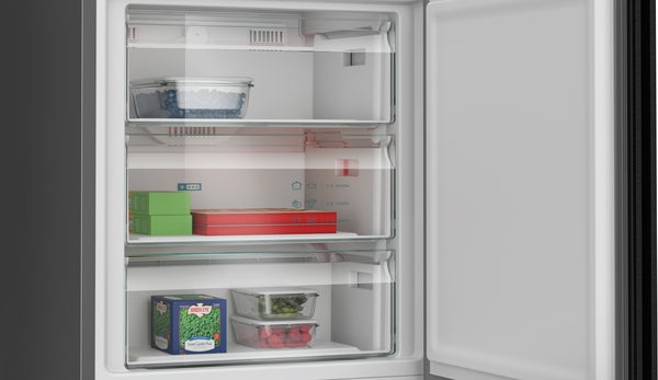 Siemens KG49NXXCF iQ300 Freestanding Fridge Freezer - Brushed Black Steel