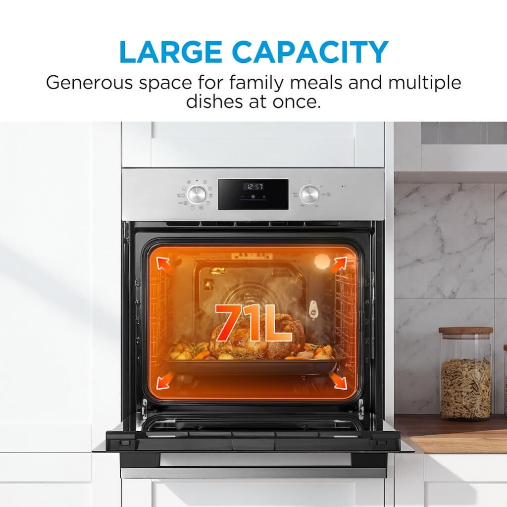 Midea Xpress Fry MBO65M90D2C-SS Multifunction Built in Single Oven - Stainless Steel