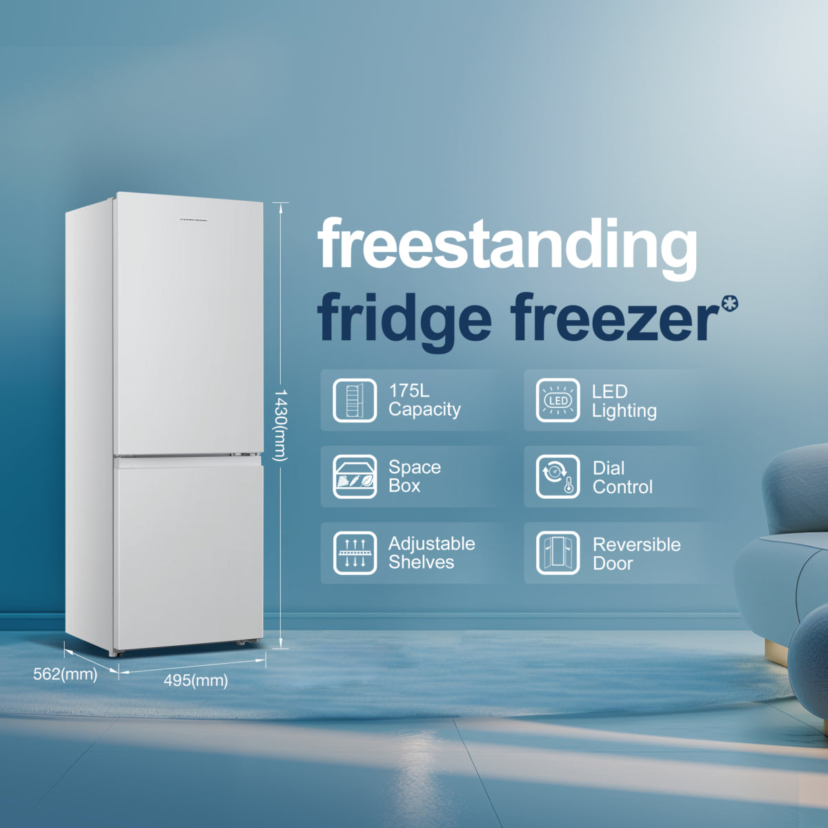 Fridgemaster MC50165E 60/40 Freestanding Fridge Freezer - White