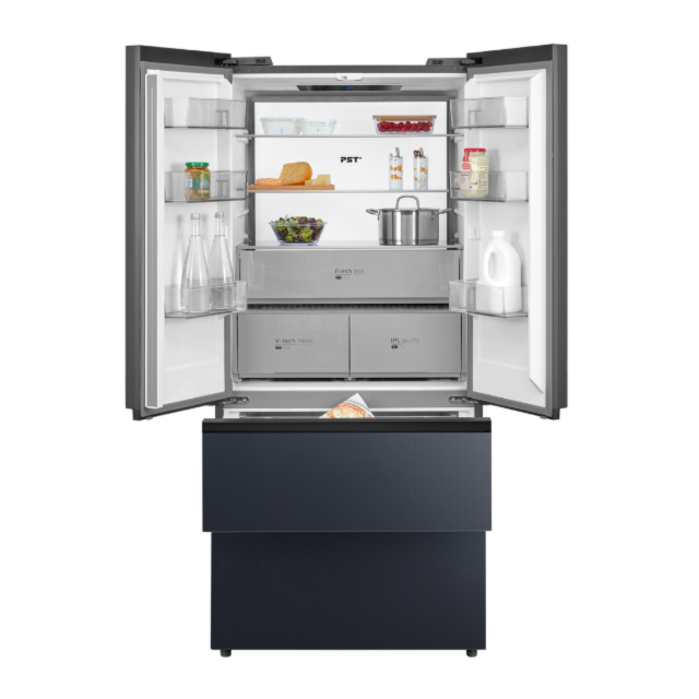 Midea MDRF705BIE70 Insta Fit Master Total No Frost American Fridge Freezer - Midnight Glass