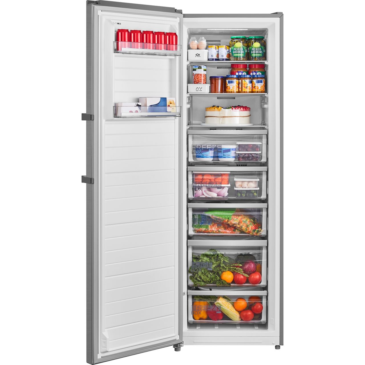 Midea MDRU385MTE46 Frost Free Upright Freezer - Brushed Steel