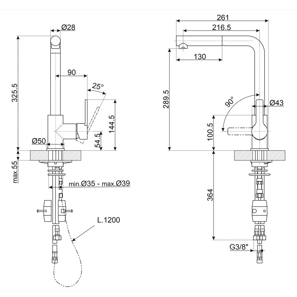 Smeg MID1CR Pull Out Mixer Tap - Chrome