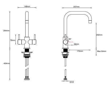 Aqualla NA-KM-CH Nina Kitchen Mixer - Chrome