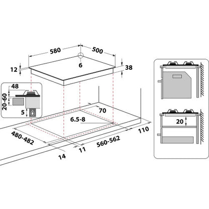 Hotpoint PAN 642 IX/H 60cm Gas Hob - Stainless Steel