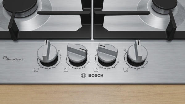 Bosch PCP6A5I90 Series 6 60 cm Gas Hob - Stainless Steel